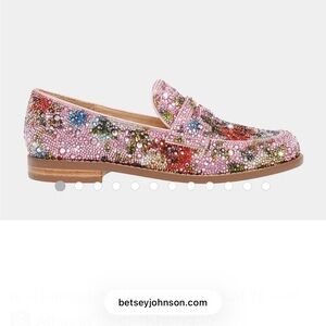 Betsey Johnson Pink Floral Rhinestone Embellished Women's Loafers size 11
